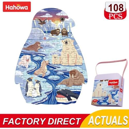 Hahowa Penguin Polar Bear Puzzle Eagle Animal Puzzles For Toddlers Kids 3 Years Learning Educational Toys Children Child Gifts