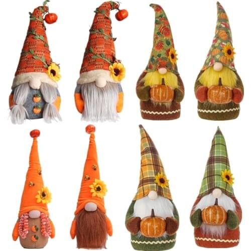 Pumpkin Accessories Dwarf Plush Doll Cute HalloweenFaceless Dwarf Elves Decoration Garden Room Decoration Home Accessories