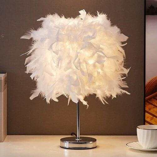 Feather Bedroom bedside table lamp Creative romantic Nordic modern night light home decoration accessories for living room