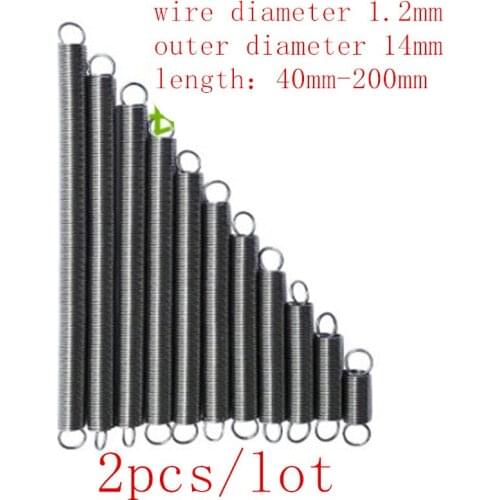 2pc wire 1.2mm outer diameter 14mm Dual Hook Long Expansion Tension Spring Hardware Accessories 304 Stainless length 60mm-150mm