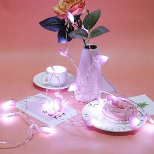 Romantic Silk Cloth Pink Heart Pendant String Lights Garland Lighting for Bithday Anniversaries Wedding Special Occasions