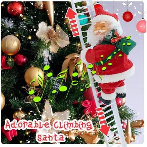 Christmas Electric Santa Claus Climbing Ladder Doll Music Creative Xmas Decor Kid Gifts Facial Expression Toy Christmas Ornament