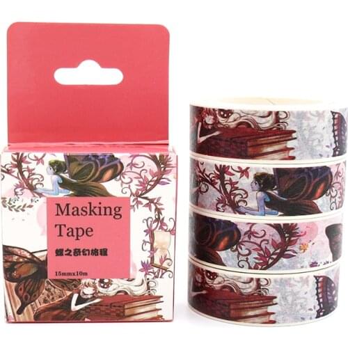 Box Package Butterfly Fairy Washi Tape Masking Tape Decorative Scrapbooking Office Adhesive DIY Sticker Label Tape 10m*15mm