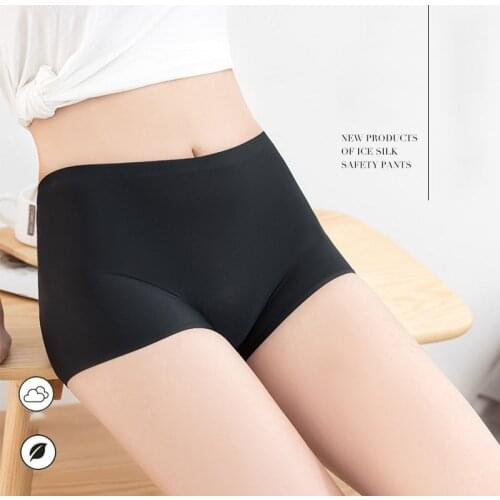 Anewmron Ice Silk Seamless Boyshort Womens Underwear Cotton Crotch Safety Pants Anti-empty And Non-curling Summer Thin Style