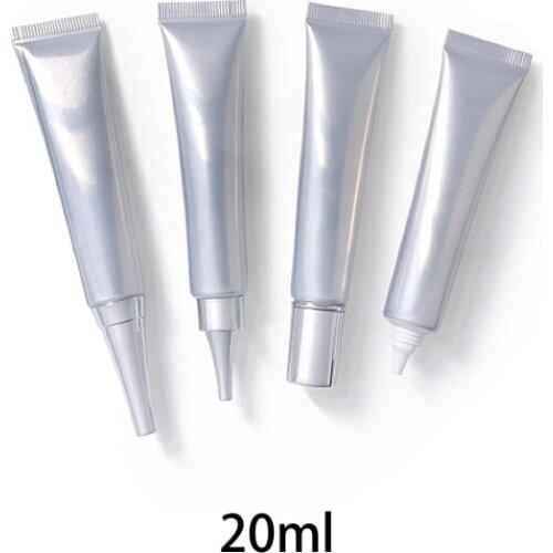 10pcs Empty 20ml Silver Cosmetic Squeeze Bottle 20g Refillable Eye Cream Container Aluminum Plastic Soft Tube Free Shipping