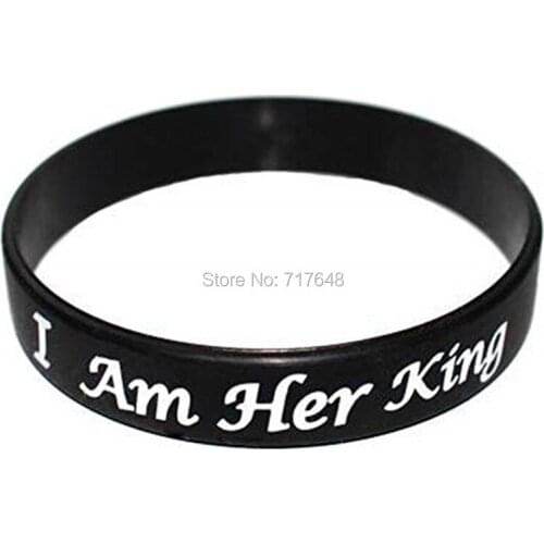 100pcs King Queen Crown Her King wristband silicone bracelets free shipping by epacket A