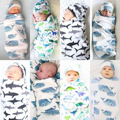 2019 Baby Sleepwear Newborn Toddler Baby Girls Boys Blanket Warm Swaddling Sleeping Bag+Hat 2pcs Muslin Wrap Swaddling 0-12M