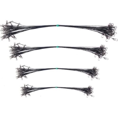 20PCS/Lots Hot Sale Steel Wire Leader with Swivel Anti-bite Fishing Line15/20/25/30cm Fishing Lure Accessories Leash Pike Bass