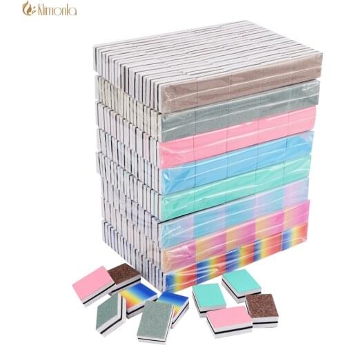 200pcs Double-sided Mini Nail File Blocks Colorful Sponge Rainbow Buffer Tools 100/180/600/3000 Sanding Polishing Manicure Tools