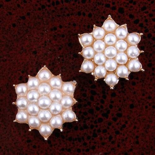 200pcs/lot 18MM 2Colors Bling Metal Buttons For Craft Mini Bright Shaped Full Pearl Flatback Buttons For Baby Hair Accessories