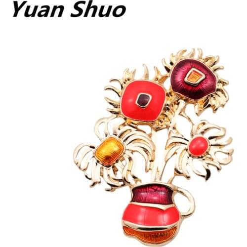 2020 Multi-color enamel bonsai sunflower brooch coat coat shawl collar needle wholesale holiday gift
