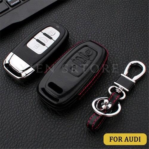 3 Button Premium Leather Car Remote Snart Key Fob Cover Case Shell Skin Shell Holder For Audi A3 A4 A5 A6 A7 A8 Accessories