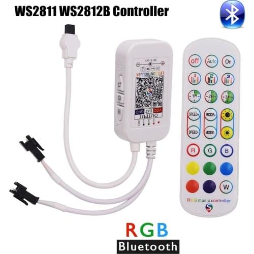 DC 5-24V Bluetooth 21-key IR WS2811 WS2812B RGB Full-color Double Output LED Strip Controller