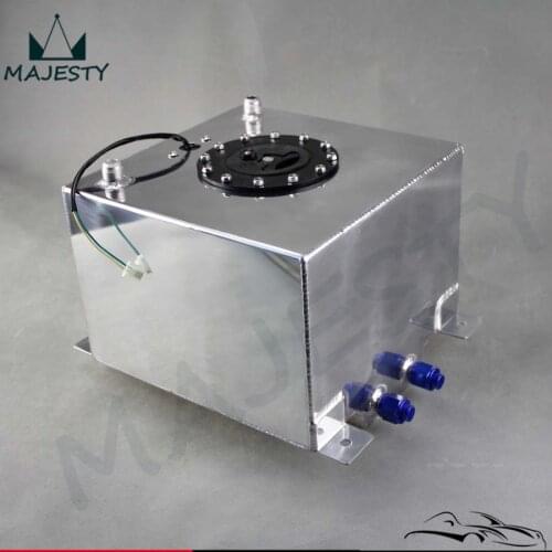 5 Gallon 19 Liter Racing Drift Fuel Cell Tank Polished Aluminum W/ Level Sender