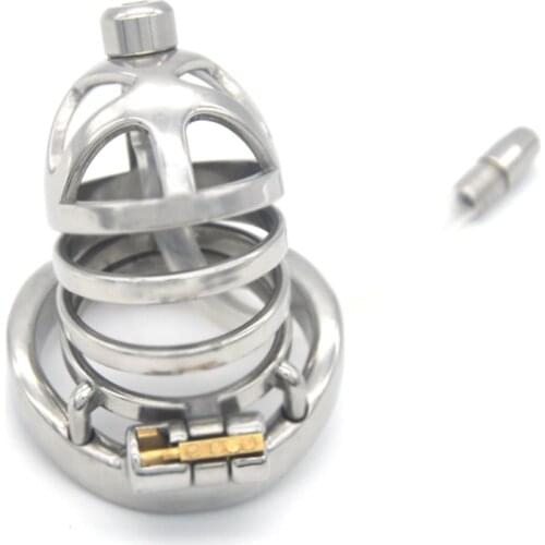 Hollow Chastity Cage Creative Stainless Steel Chastity Bird Cage Bondage Lock with Urethral Sound Sex Products for Men G243B