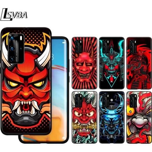 Demon Samurai Japan For Huawei P40 P30 P20 P10 Pro Lite E Plus 4G 5G P9 P8 Lite P Smart Z S Plus Soft Black Phone Case