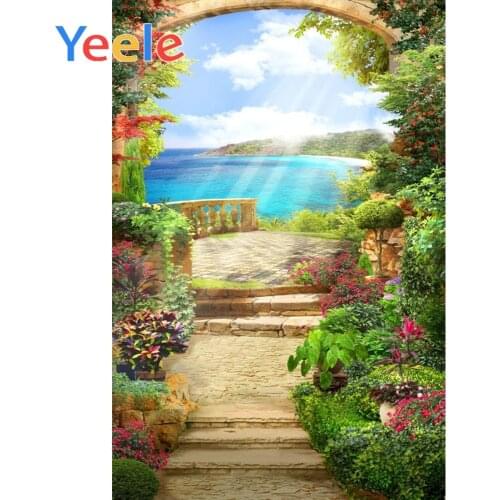 Yeele Flowers Garden View Platform Arch Seaside Scenery Decorate Photographic Backgrounds Photography Backdrops For Photo Studio