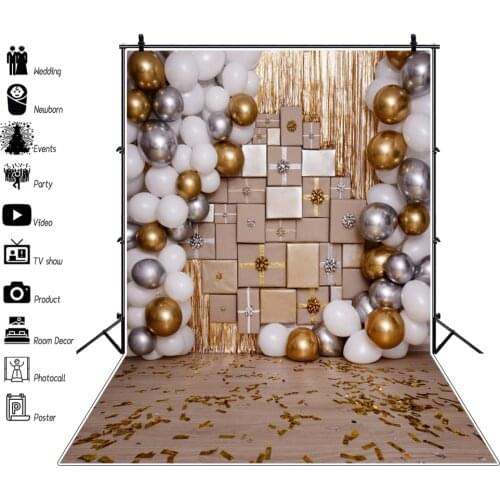 Baby 1st Birthday Party Christmas Backdrop Balloon Room Wood Floor Photography Background Photophone Decoration Photo Studio