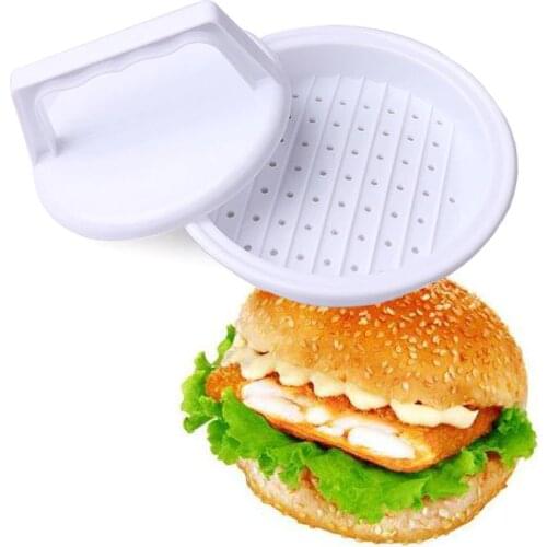 White Hamburger Maker Hamburger Press Round Shape Non-Stick Chef Cutlets Hamburger Meat Beef Grill Burger Press Patty Maker Mold