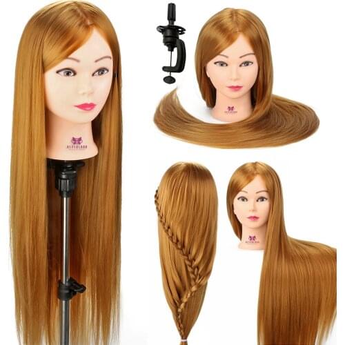Salon 30" 75cm Long Hair Training Mannequin Head Practice Braiding Hairdressing Doll Heads For Hairstyles With Clamp