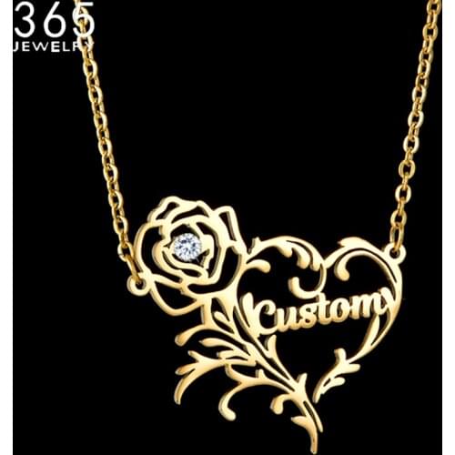 Custom Names Personality Necklace Birthtone Letters Collier Namplate Necklaces Stainless Steel Personalized Jewelrys Collares