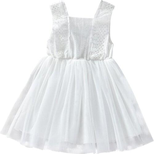 Girls Summer Dress for Kids 2-12Y Lace Cotton Mesh Baby Girls Tutu Princess Dress White Ball Gown Toddler Children Dress Clothes