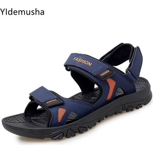 2021 Summer PU Leather Men‘s Sandals Non-slip Outdoor Mens Casual Shoes New Fashion Men Comfortable Beach Shoes Big Size 39-48