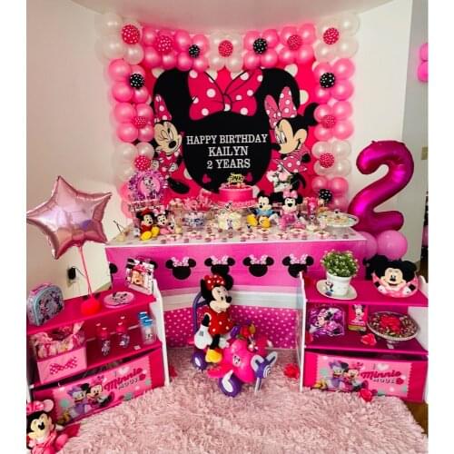 Customizable Minnie Mouse Photography Backgrounds Vinyl Cloth Photo Shootings Backdrops for Kid Baby Birthday Party Photo Studio