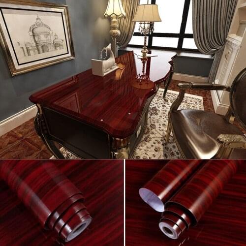 Wood Grain Wallpaper Retro Living Room Waterproof PVC Wall Stickers Self-Adhesive Furniture Protective Decoration Cupboard Cover