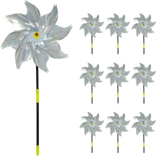 10pcs Bird Repeller Pinwheels Wind Spinner Reflective Sparkly Bird Deterrent Windmill For Yard And Garden Lawn Decoration 2021