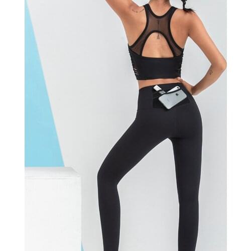 NORMOV Sexy Women Sets Seamless Elastic Mesh Hollow Fitness Sets Woman Slim Breathable High Wasit Workout Two-Piece Set Female