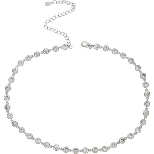 Popular article simple choker chains for women more cubic rhinestones beads necklace fashion punk single layer choker Jewelry