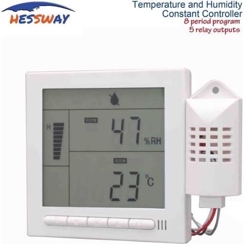220V5A 8 period Programmable temperature and humidity rs485 for 5 relay control output