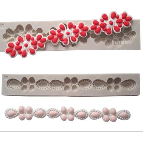 2 Pearl Gem Belt Silicone Fondant Chocolate Resin Sugarcraft Mold For Pastry Cup Cake Decorating Kitchen Tool