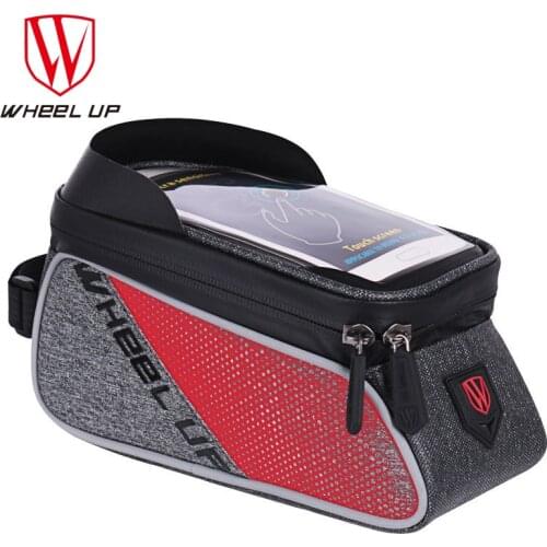 WHEEL UP-mountain Bike Bag, 6.0 Inch Bicycle Accessories, Road Bike, Impervious, Touch Screen Portable Handlebar Front Tube Bag