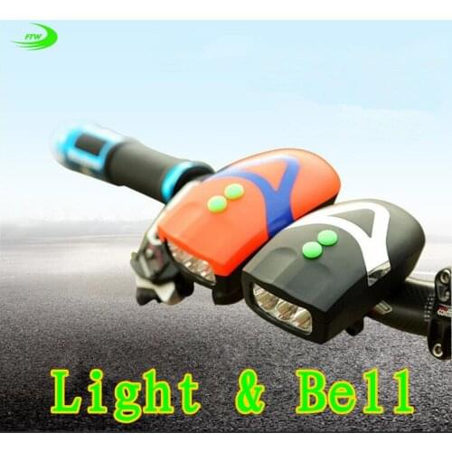 Ultra Bright 3 LED Bike Bicycle Light Bicicleta White Front Head Light Lamp+ Cycling Electronic Bell Horn Hooter Siren SM026
