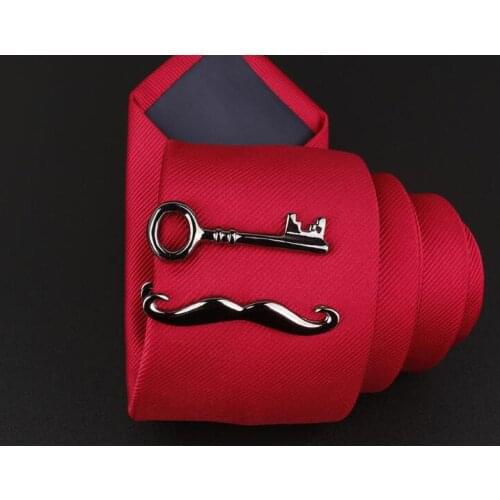 10pcs/lot Gunblack Moustache/Key Bear Tie Clip Funny Gift Tie Pin Necktie Bar Mens Jewelry Wholesale