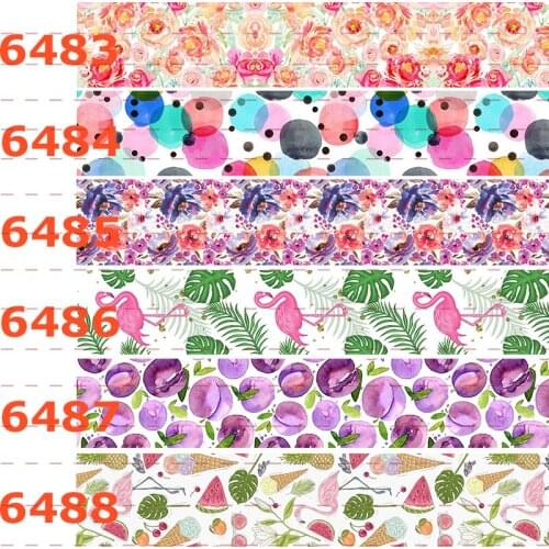 10 Yards Lovely Flowers Ribbon Pink Pattern Ribbon Printed Grosgrain Ribbon