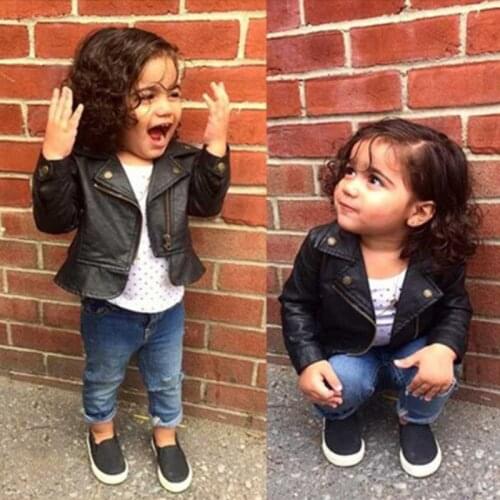 2021 Spring Fashion Baby Girls Leather Jackets PU Coat for Baby Outerwear Toddler Baby Girl Clothes Infant Clothing