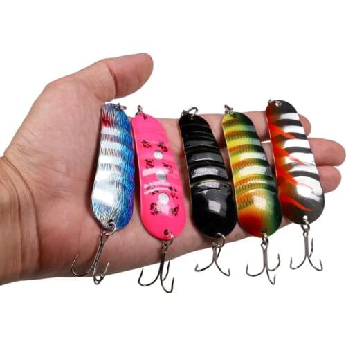 5pcs/set Fishing Spoons Metal Lure Leurre Hard Baits With Treble Hooks Swivels Fishing Spoon Bait Bass Fishing Tackle