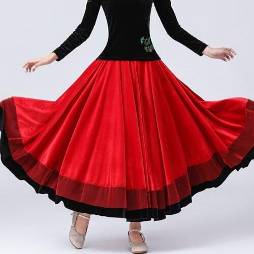 Velvet Flamenco Skirt Women Long Skirt Classical Dance Costume Spanish Bullfight Dress Stage Costume European Clothing