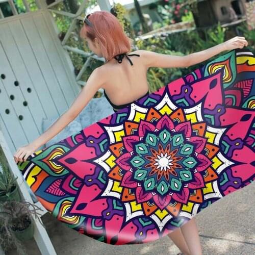 Big Swimming Towel Colorful Peacock Mandala Beach Towel Bohemian Microfiber Towel Quick Dry Absorbent Camping For Beach