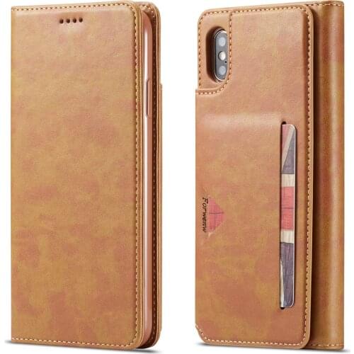 Luxury PU Leather Pocket Bag Cover for iPhone X XR XS Max Full Protection Business Wallet Card Slots Stand Case for iPhone XS X