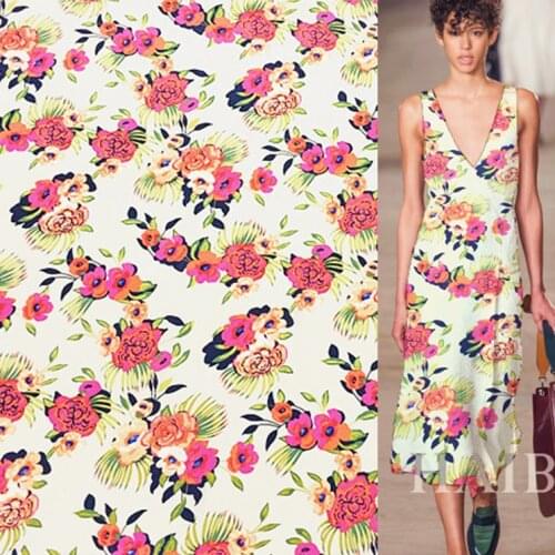 Floral print flower pattern pure silk silk Crepe DE chine silk fabric 15momme 112cm width by yard,SCDC247
