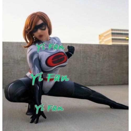 Elastigirl Cosplay Superhero Costume Spandex 3D Print The Incredibles Halloween Costume for woman Bodysuit with Eye Mask