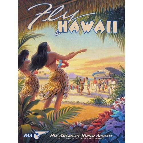 Visit Hawaii Waikiki Summer Holiday Travel Posters Retro Vintage Kraft Poster Canvas Painting Wall Sticker Home Decoration Gift
