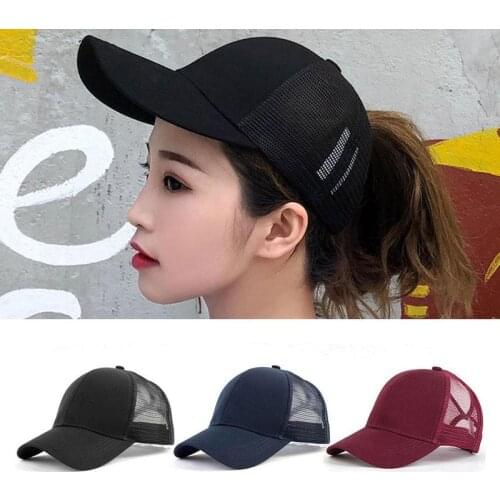 Summer Ladies' Caps Made of Cotton Color Sun Hat with Opening Behind the Hat Ponytail Baseball Net Cap
