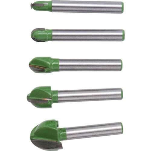 5Pcs 6Mm Shank Ball Nose Router Bits Set End Mill Round Cove Box Solid Carbide CNC Radius Core Milling Bit