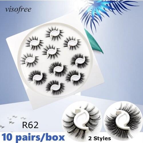 10pairs eyelashes set natural 3D mink lashes faux cils makeup faux mink false eyelashes 15-20mm Wispy Thick lashes pack visofree