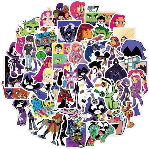 50PCS New Anime Sticker Teen Titans Attack Stickers Graffiti Cartoon Suitcase Snowboard Laptop Guitar DIY Decals Childrens Toys